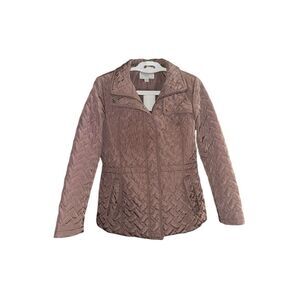 Cole Haan Signature Quilted Tan Beige Mauve Coat Jacket Women's Size M